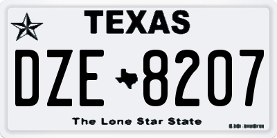TX license plate DZE8207