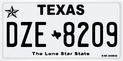 TX license plate DZE8209