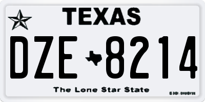 TX license plate DZE8214