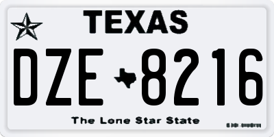 TX license plate DZE8216