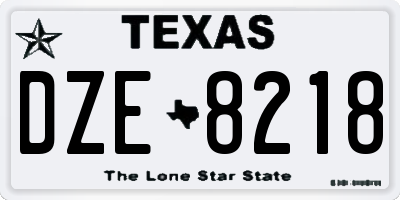 TX license plate DZE8218