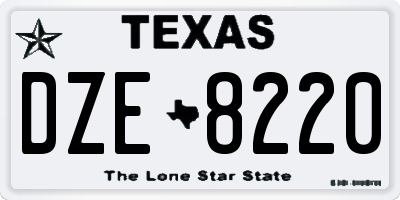 TX license plate DZE8220