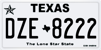 TX license plate DZE8222