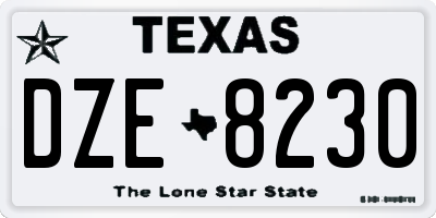 TX license plate DZE8230
