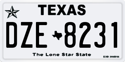 TX license plate DZE8231