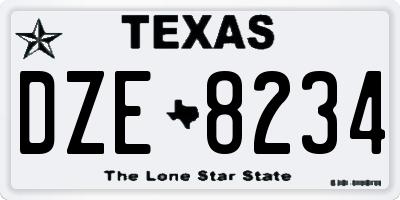 TX license plate DZE8234