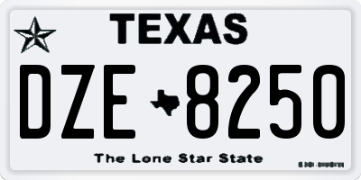 TX license plate DZE8250