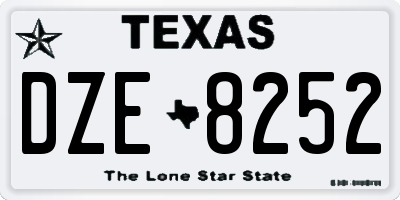 TX license plate DZE8252