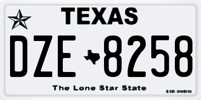 TX license plate DZE8258