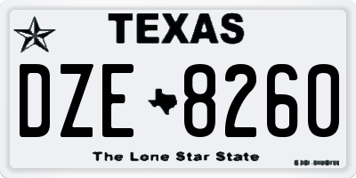 TX license plate DZE8260