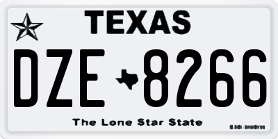TX license plate DZE8266