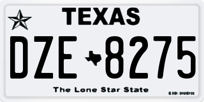 TX license plate DZE8275