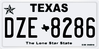 TX license plate DZE8286