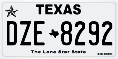 TX license plate DZE8292