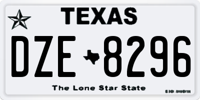 TX license plate DZE8296