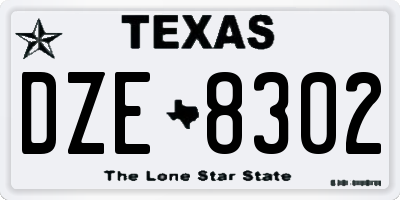 TX license plate DZE8302