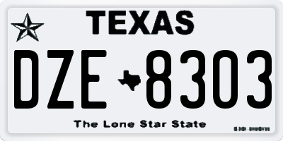 TX license plate DZE8303