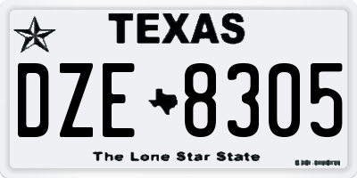 TX license plate DZE8305