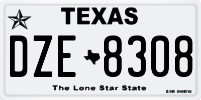 TX license plate DZE8308