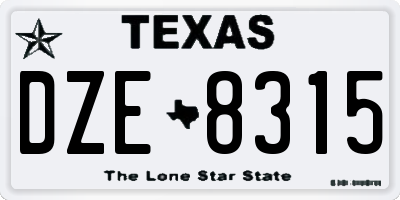 TX license plate DZE8315