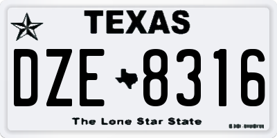 TX license plate DZE8316