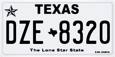 TX license plate DZE8320