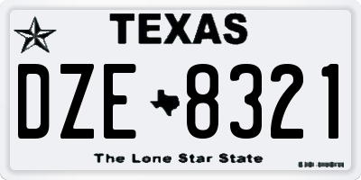 TX license plate DZE8321