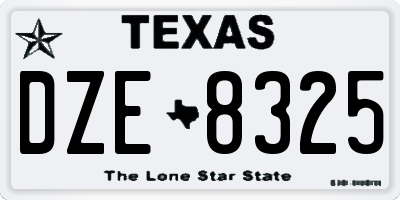TX license plate DZE8325