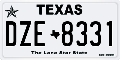 TX license plate DZE8331