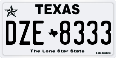 TX license plate DZE8333
