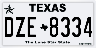TX license plate DZE8334