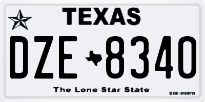 TX license plate DZE8340