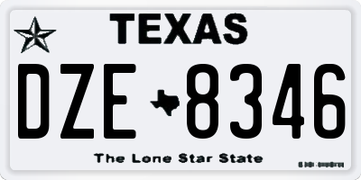 TX license plate DZE8346