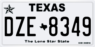 TX license plate DZE8349