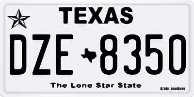 TX license plate DZE8350