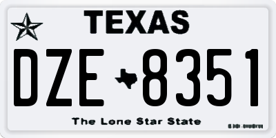 TX license plate DZE8351