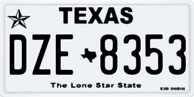 TX license plate DZE8353
