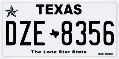 TX license plate DZE8356