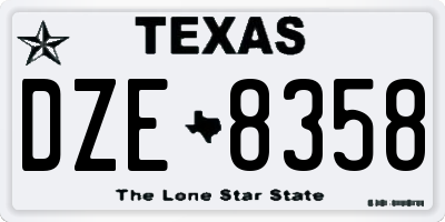 TX license plate DZE8358