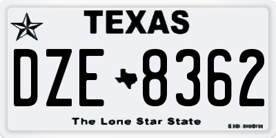 TX license plate DZE8362