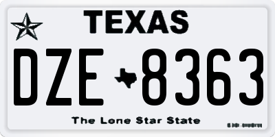 TX license plate DZE8363