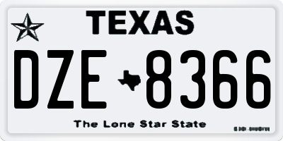 TX license plate DZE8366