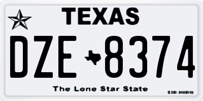 TX license plate DZE8374