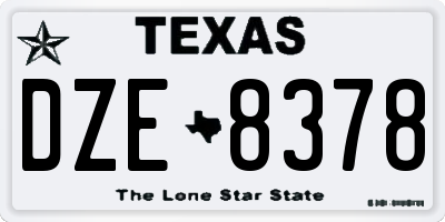 TX license plate DZE8378