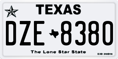 TX license plate DZE8380