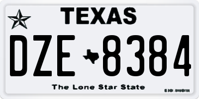 TX license plate DZE8384