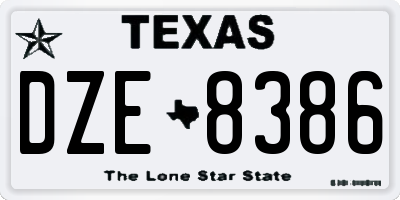 TX license plate DZE8386