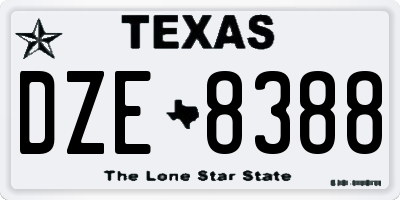 TX license plate DZE8388