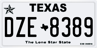 TX license plate DZE8389