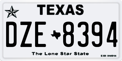 TX license plate DZE8394